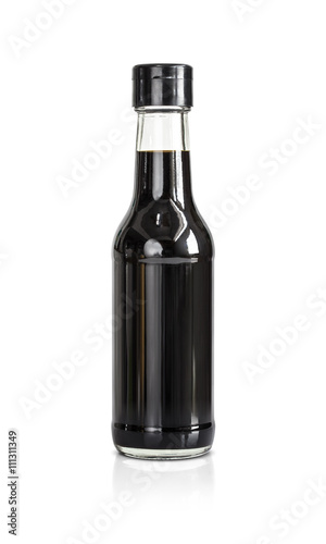 bottle of soy bean sauce isolated on white background