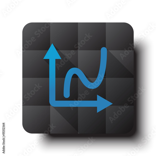 Flat Graph icon on black app button with drop shadow
