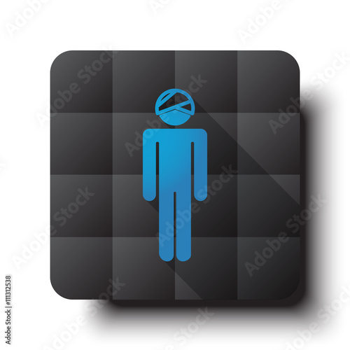 Flat Head icon on black app button with drop shadow