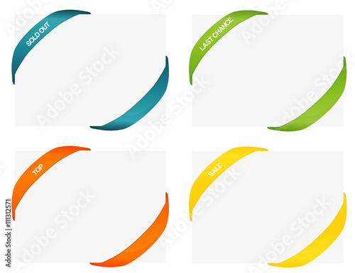 Set of 4 isolated colorful rubber styled bands for corners