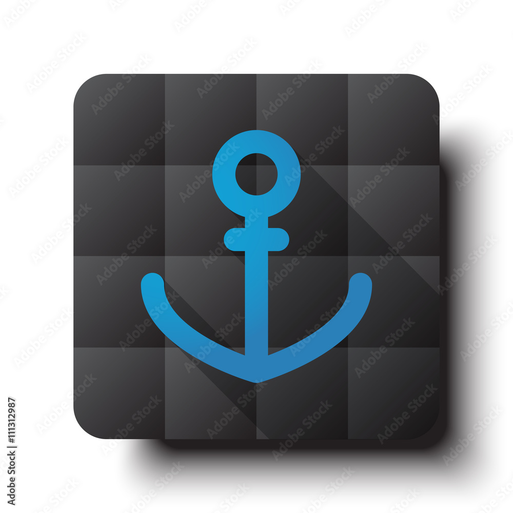 Flat Anchor icon on black app button with drop shadow Flat Anchor icon on black app button with drop shadow