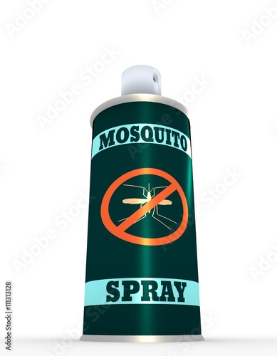 Illustration of anti-mosquito spray without cap, over white background