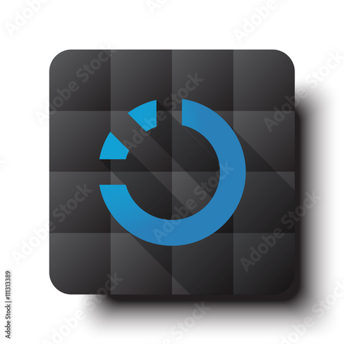 Flat Loading icon on black app button with drop shadow