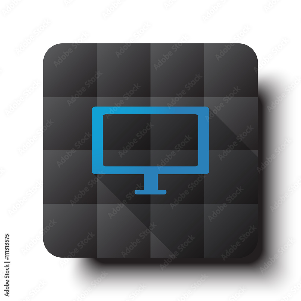 Flat Computer Screen icon on black app button with drop shadow Flat Computer Screen icon on black app button with drop shadow