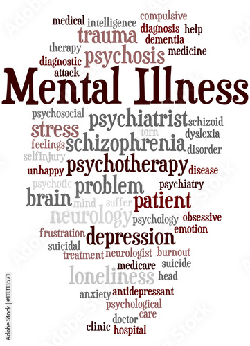 Mental Illness, word cloud concept 2 photo