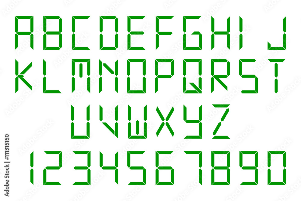 Green digital font
