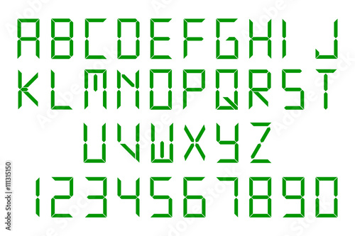 Green digital font