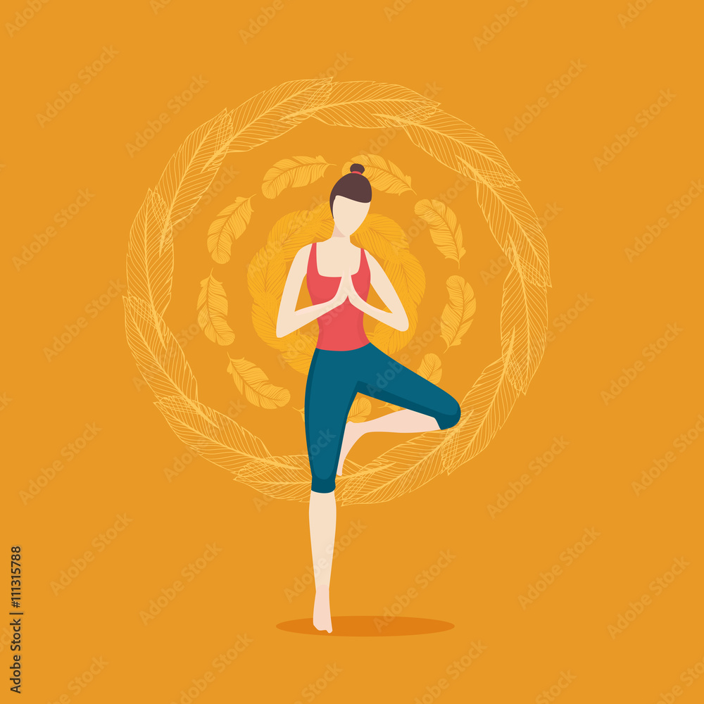 Woman yoga. Girl on a bacgkround with ornament. Woman yoga. Girl on a bacgkround with ornament.
