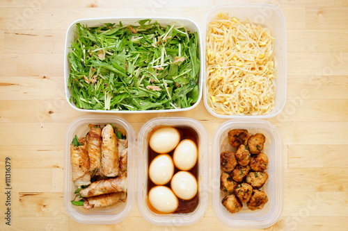 作りおき タッパー 保存食 冷蔵庫 チルド お弁当 おかず お惣菜 / store foods for lunch box in refrigerator 