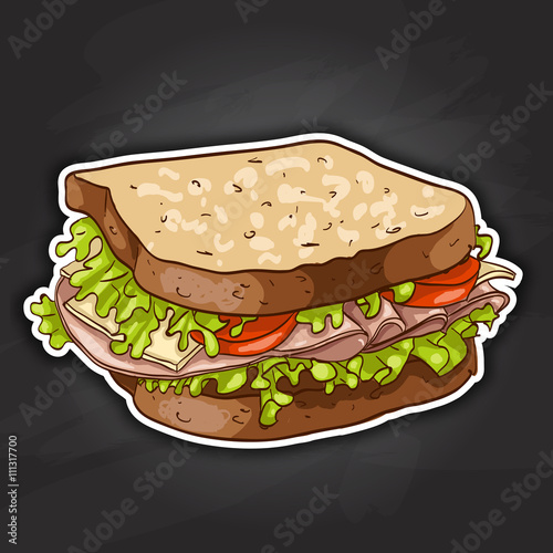 sandwich, color picture sticker