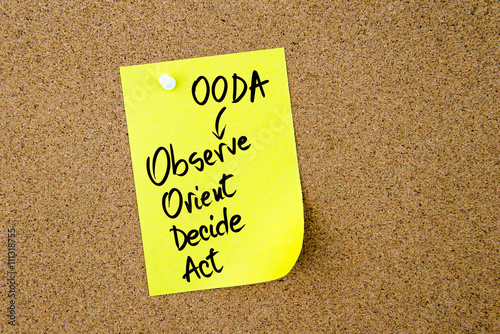 Business Acronym OODA written on yellow paper note photo