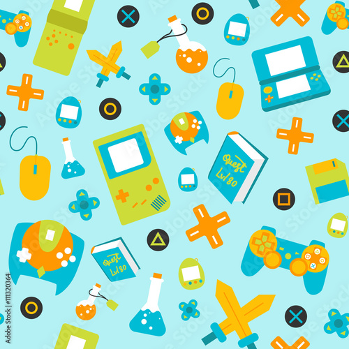 Video Game Controller gamepads seamless pattern flat style
