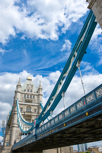London, upward view of the Tower Bridge
