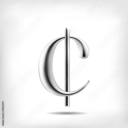Dollar cent, eurocent currency symbol 3D metal alloy
