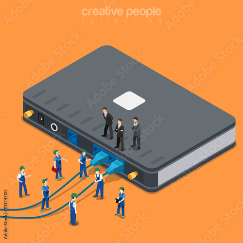 Internet service local network wi-fi router supply flat vector