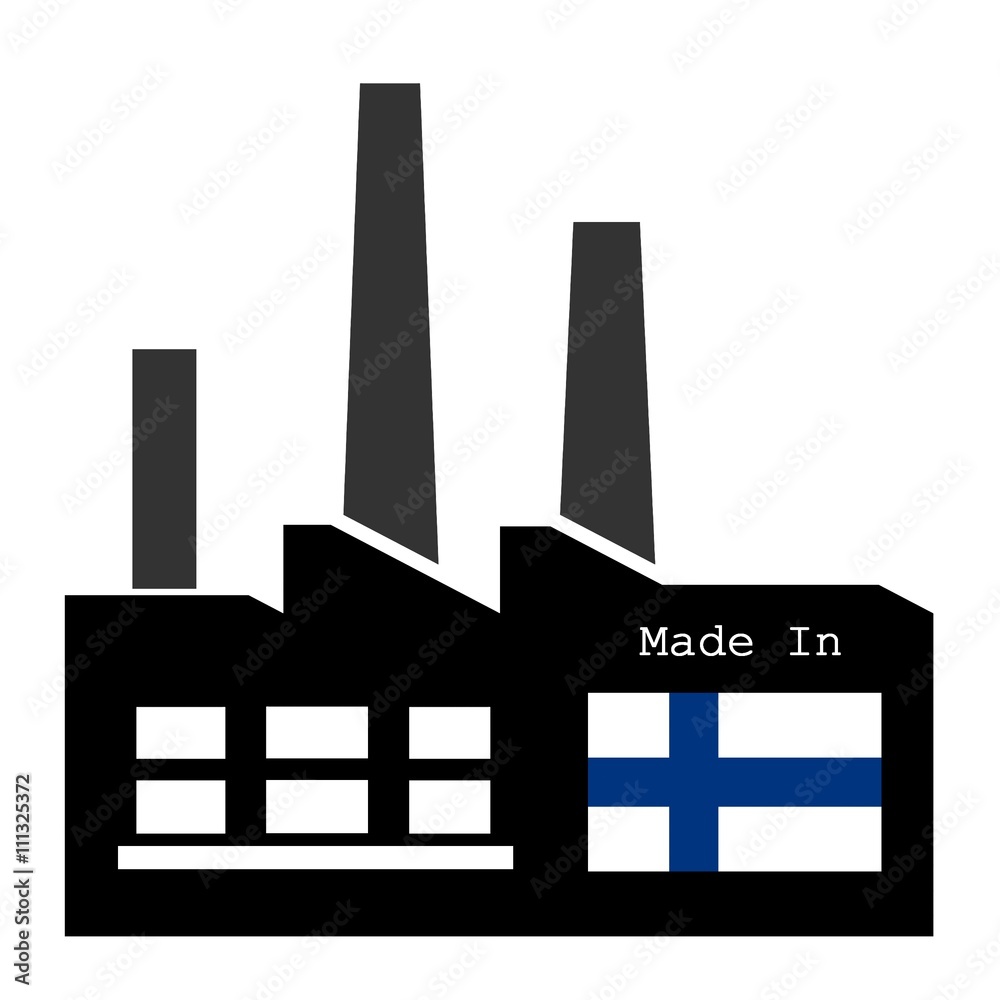 Drapeau de la Finlande dans une usine