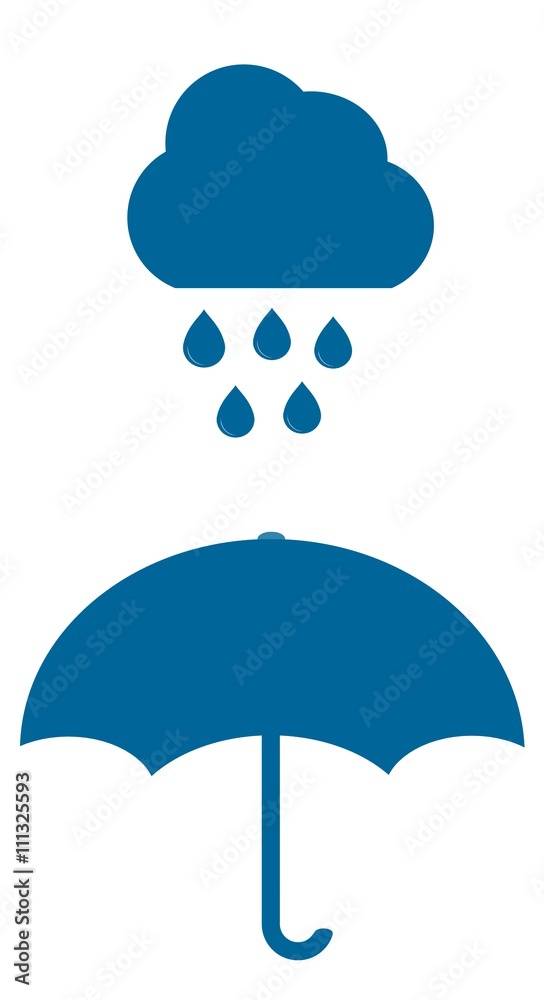 Obraz premium Nuage de pluie sur un parapluie bleu
