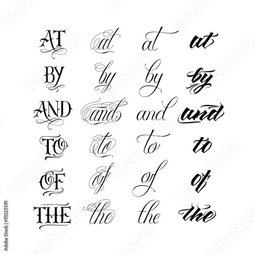Calligraphic tattoo lettering set