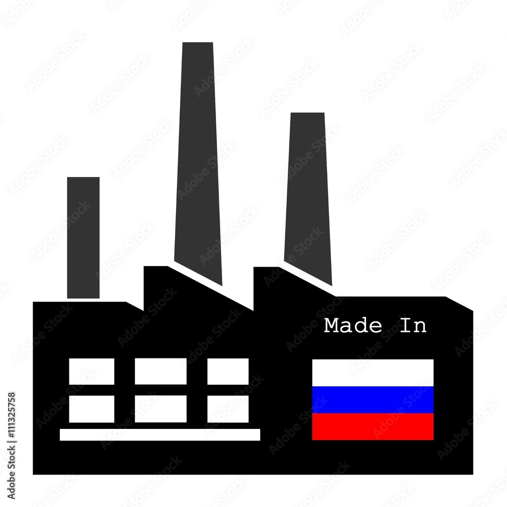Drapeau de la Russie sur une usine
