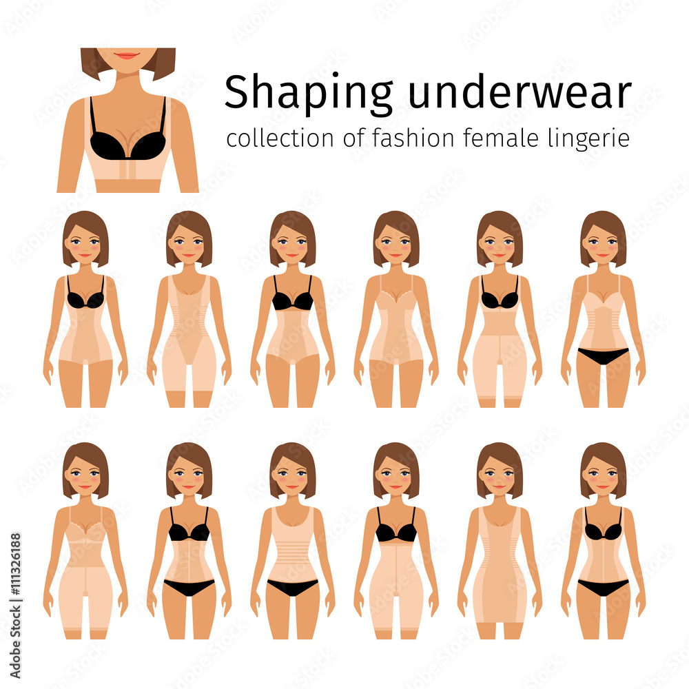 Woman in shaping lingerie or woman corrective underwear vector