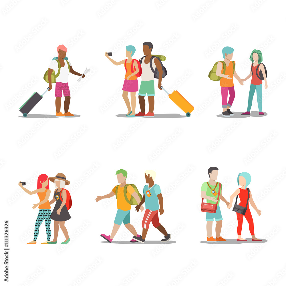 Family vacation set going have fun holidays illustration. Family vacation set going have fun holidays illustration.