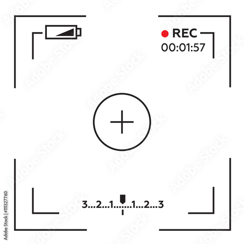 Camera viewfinder. Template focusing screen of the camera. Viewfinder camera recording