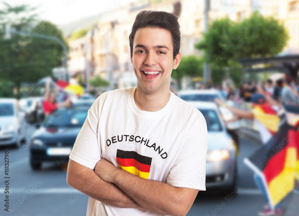 Fan im Deutschland Trikot beim Autocorso Fan im Deutschland Trikot beim Autocorso