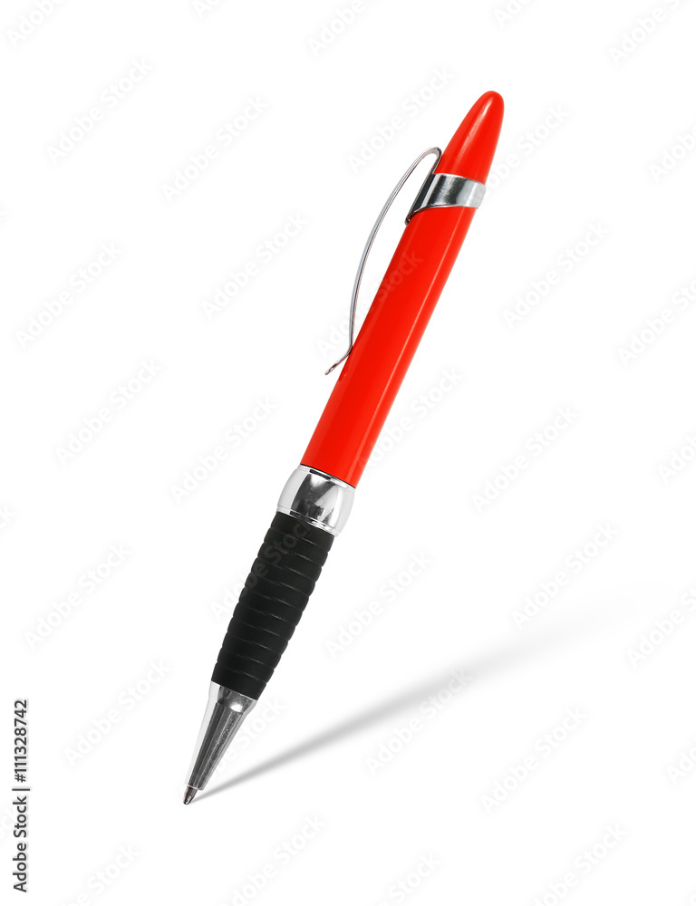 red pen with shadow on white background red pen with shadow on white background