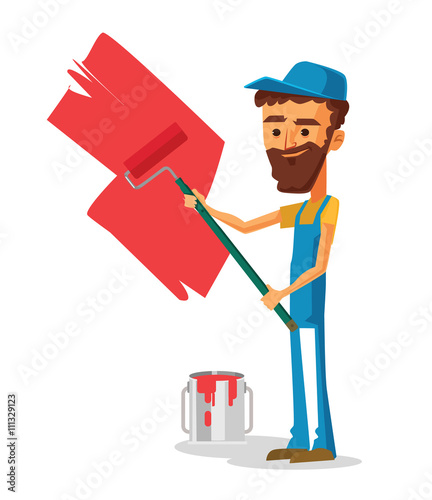 Man painter. Vector flat cartoon illustration