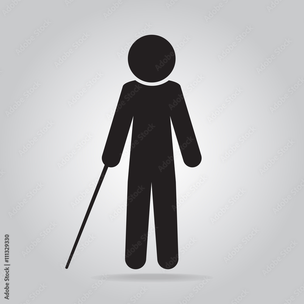 Blind man with stick symbol illustration Blind man with stick symbol illustration