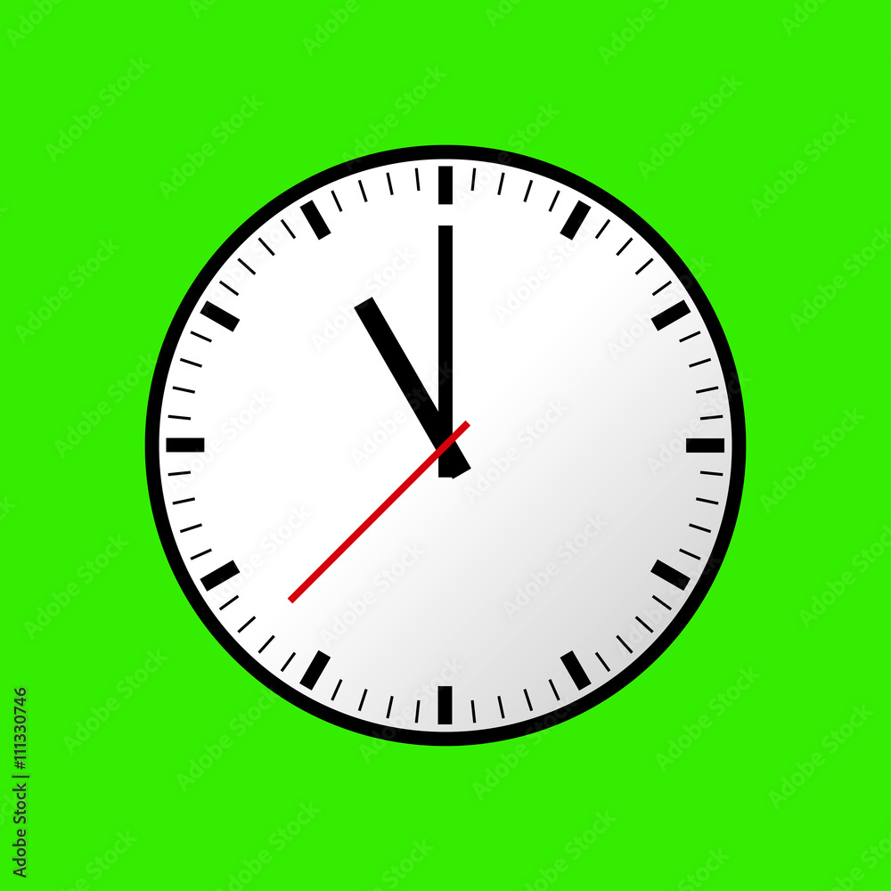 Clock icon, Vector illustration, flat design. Easy to use and edit. EPS10. Green background. Clock icon, Vector illustration, flat design. Easy to use and edit. EPS10. Green background.