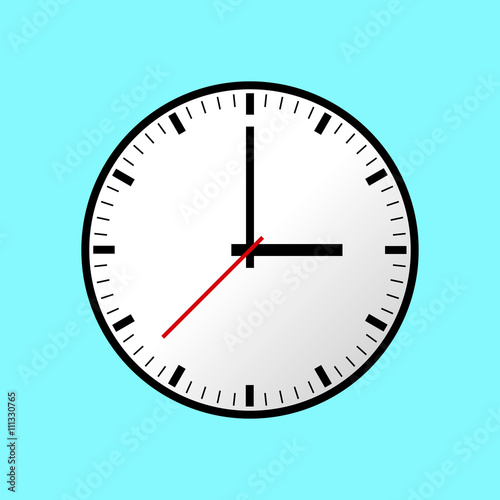 Clock icon, Vector illustration, flat design. Easy to use and edit. EPS10. Blue background.