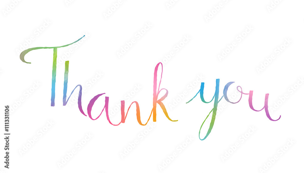 THANK YOU card in faux calligraphy font with watercolour texture THANK YOU card in faux calligraphy font with watercolour texture