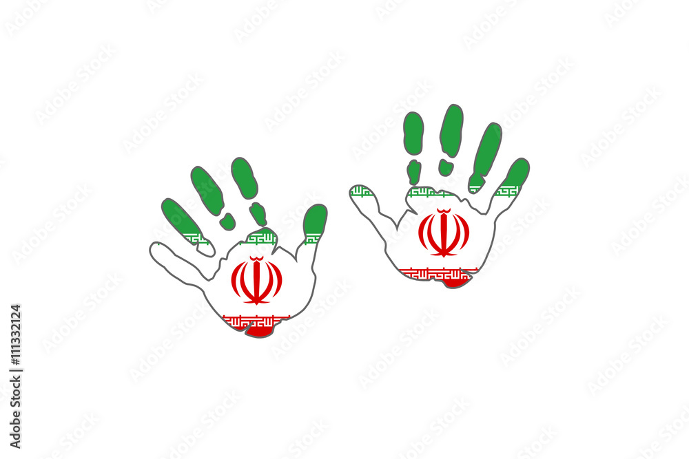 Fototapeta premium Iran hands flags