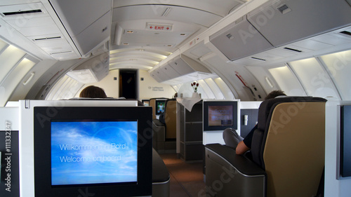 FRANKFURT - SEPTEMBER 2014: First Class Cabin Boeing 747-400