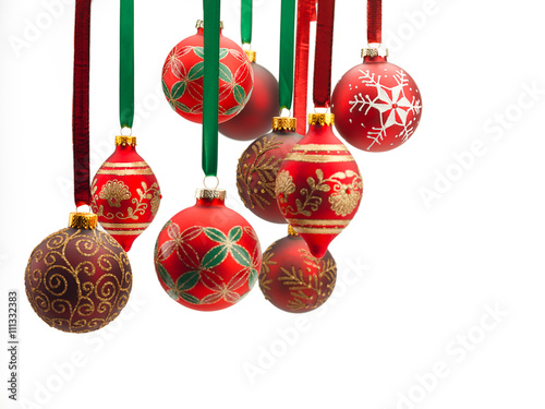 close-up of christmas baubles.