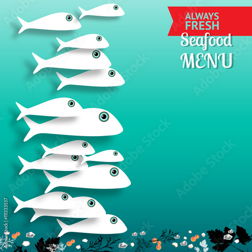 Vector seafood menu  composition with place for your text.