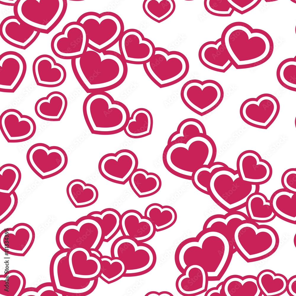 Hearts seamless pattern. White and pink chaotic template. Abstract random texture. Romantic retro simple background. Happy Valentine day design wallpaper, wrapping, textile, fabric Vector Illustration Hearts seamless pattern. White and pink chaotic template. Abstract random texture. Romantic retro simple background. Happy Valentine day design wallpaper, wrapping, textile, fabric Vector Illustration