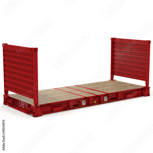 Flat rack container isolated on white 3D Illustration photo