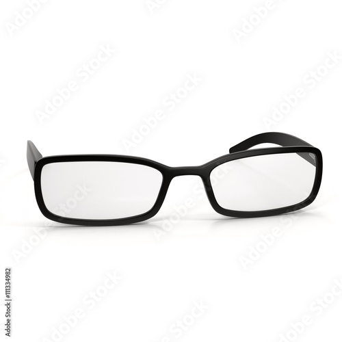 Black Eye Glasses Isolated on White 3D Illustration