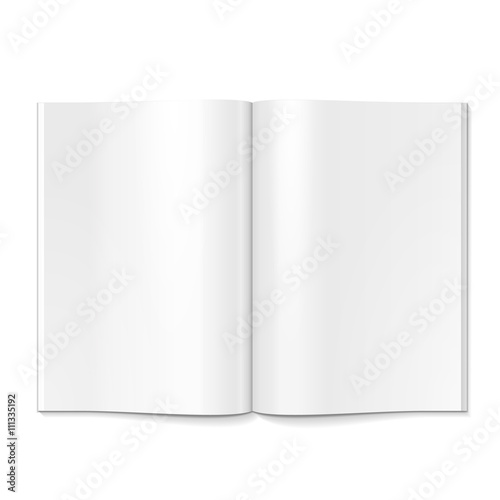 Blank Opened Magazine, Book, Booklet, Brochure. On White Background Isolated. Mock Up Template Ready For Your Design. Product Packing Vector EPS10