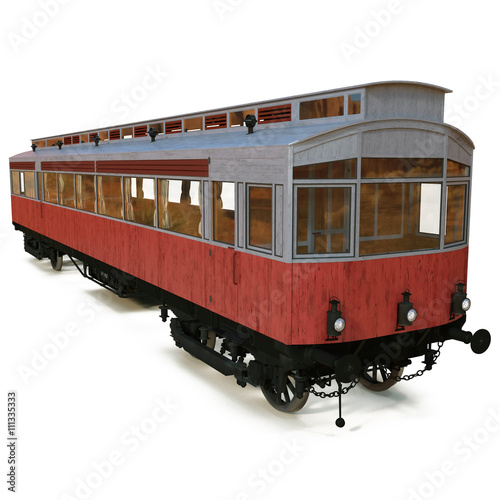 Vintage tram isolated over white 3D Illustration