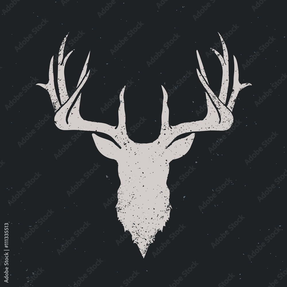 Naklejka premium Deer head silhouette invert