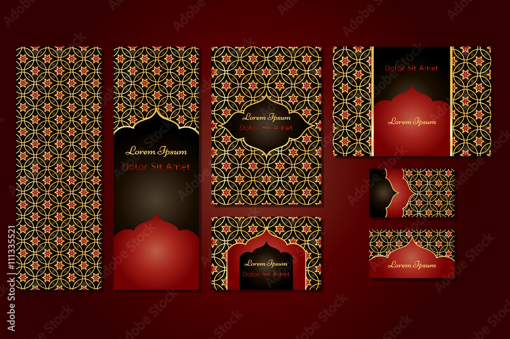 Original business set or menu set with arabic geometric pattern with stars.