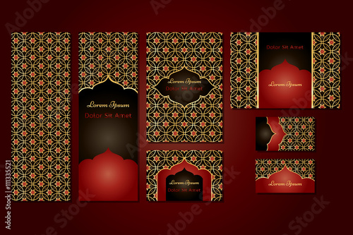 Original business set or menu set with arabic geometric pattern with stars.