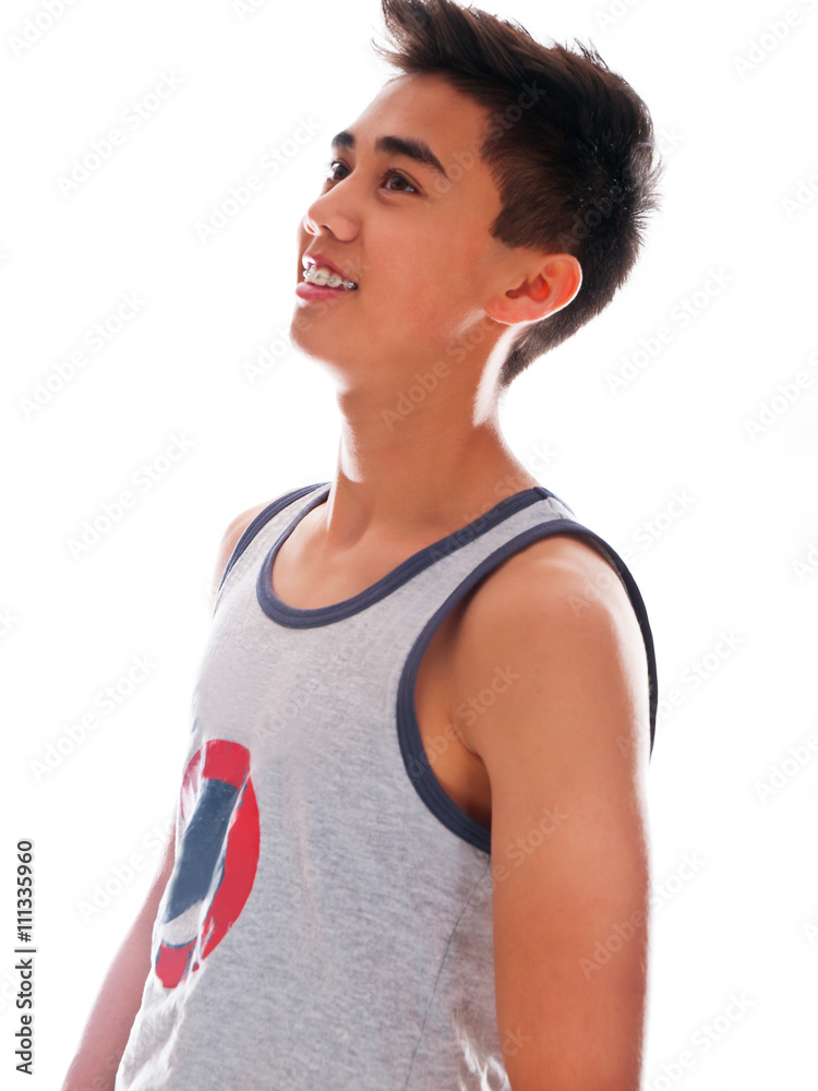 teen boy wearing tank top Stock Photo | Adobe