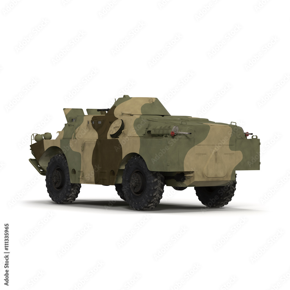 Amphibious Tank on White 3D Illustration