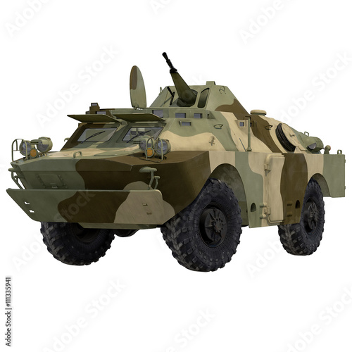 Amphibious Tank on White 3D Illustration