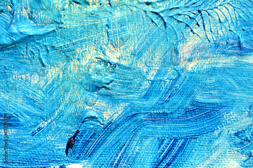 Grunge brush strokes background. Blue gradient oil paint spot. 