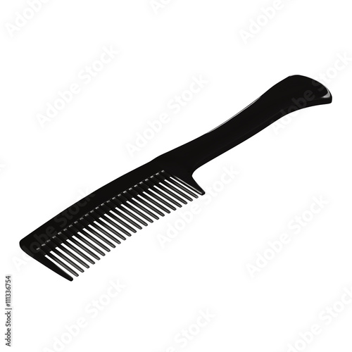 Black hair comb isolated on white 3D Illustration